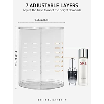 Syntus 360 Rotating Makeup Organizer Adjustable Trays