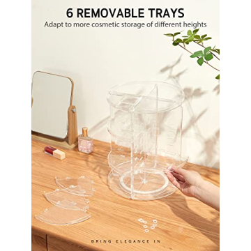 Syntus 360 Rotating Makeup Organizer Adjustable Trays