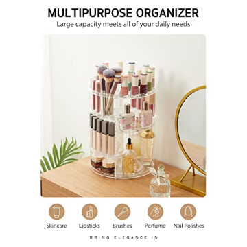 Syntus 360 Rotating Makeup Organizer Adjustable Trays