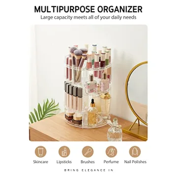 Syntus 360 Rotating Makeup Organizer Adjustable Trays