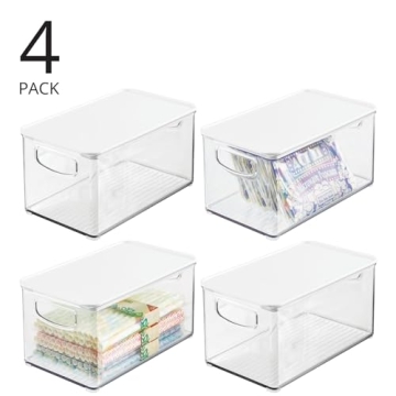 mDesign Clear Storage Bins with Lids - 4 Pack for Kitchen