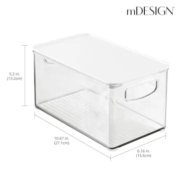 mDesign Clear Storage Bins with Lids - 4 Pack for Kitchen