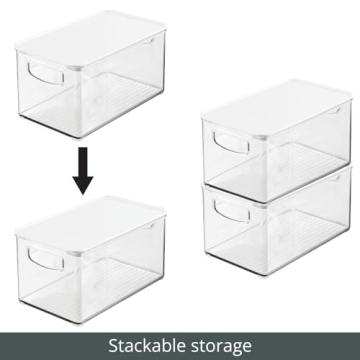 mDesign Clear Storage Bins with Lids - 4 Pack for Kitchen