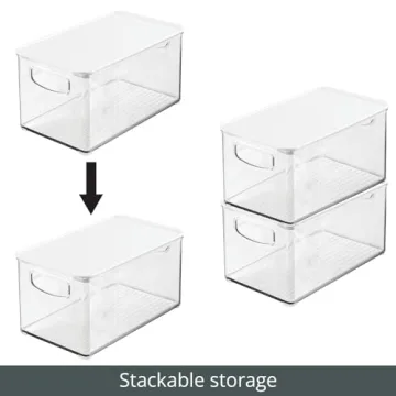 mDesign Clear Storage Bins with Lids - 4 Pack for Kitchen