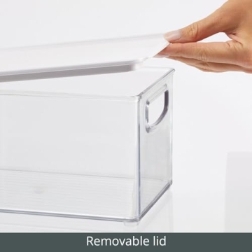 mDesign Clear Storage Bins with Lids - 4 Pack for Kitchen