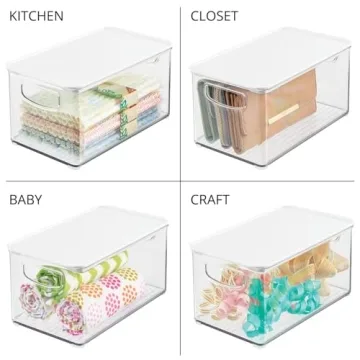mDesign Clear Storage Bins with Lids - 4 Pack for Kitchen