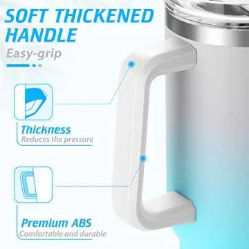 40 oz Tumbler with Handle and Straw, Pink Insulated Travel Mug Iced Coffee Cup, Reusable Stainless Steel Insulated Water Bottle, Keeps Drinks Cold for 34 Hours, Women Christmas Gifts for Mom Grandma