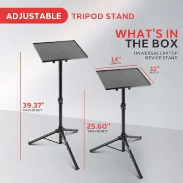 PYLE-PRO Universal Laptop Projector Tripod Stand for Versatile Use