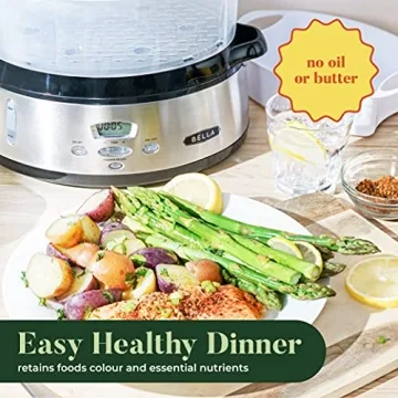 BELLA 9.5 QT Triple Tier Steamer for Healthy Cooking