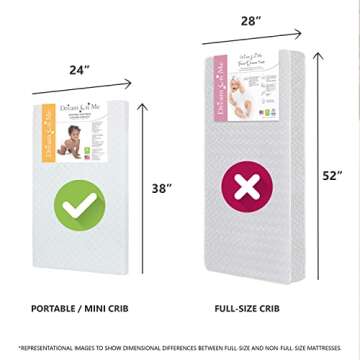 Dream On Me Holly 3” Fiber Baby Crib Mattress, Greenguard Gold and JPMA Certified Crib Mattress, Fits All Portable & Mini Cribs, Waterproof Vinyl Cover, Comes with 10 Years Limited Warranty