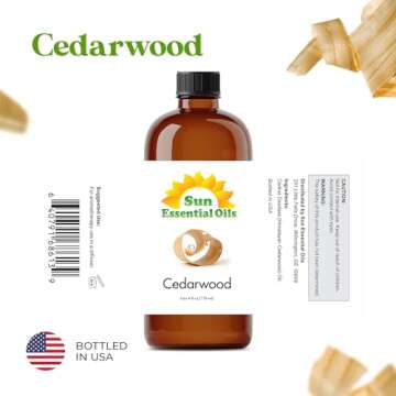 Sun Essential Oils - Cedarwood 4oz Bottle for Humidifier, Diffuser, Soaps, Candles, Hair and Skin Ca...