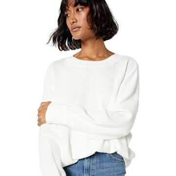 The Drop Women's Camila Slouchy Crew Neck Sweater Sweater, -Ivory, XS