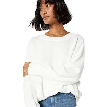 The Drop Women's Camila Slouchy Crew Neck Sweater Sweater, -Ivory, XS