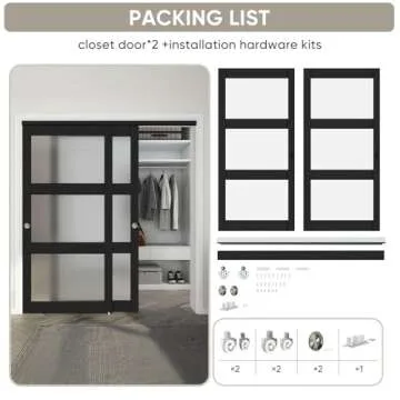 JUBEST 72"x80" Stylish Frosted Glass Sliding Door