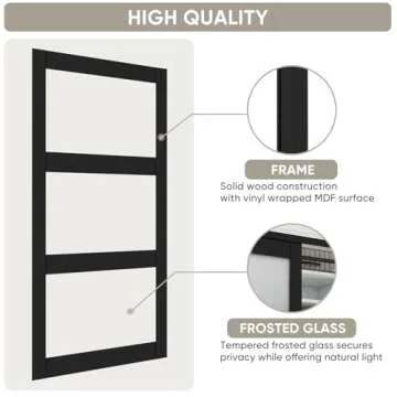 JUBEST 72"x80" Stylish Frosted Glass Sliding Door