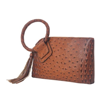 Stylish NGIL Women's Mini Wristlet Purse - Faux Crocodile Brown