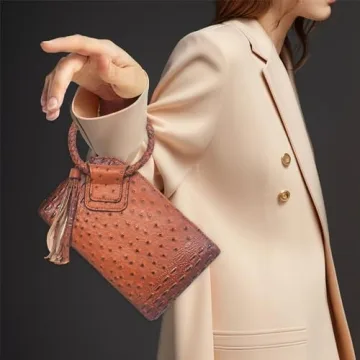 Trendy Faux Leather Mini Wristlet Purse for Women