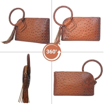 Trendy Faux Leather Mini Wristlet Purse for Women