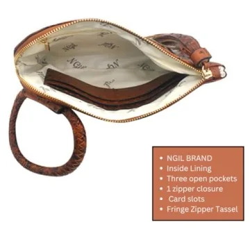 Trendy Faux Leather Mini Wristlet Purse for Women