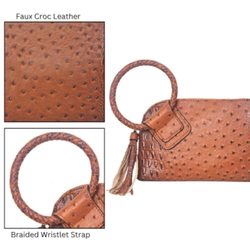 Trendy Faux Leather Mini Wristlet Purse for Women