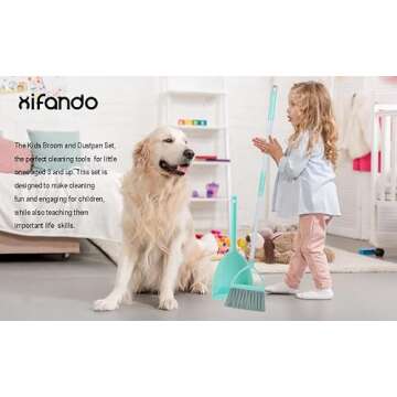 Xifando Kid's Housekeeping Cleaning Tools Set-5pcs,Include Mop,Broom,Dust-pan,Brush,Towel
