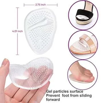 Metatarsal Pads Women, Ball of Foot Cushions for Women, Forefoot Pads Stop Feet from Sliding Forward, High Heel Comfort Cushion Inserts Pads, Non-Slip Foot Pad, Resuse and Washable（4 Pairs