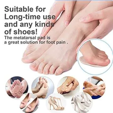 Metatarsal Pads Women, Ball of Foot Cushions for Women, Forefoot Pads Stop Feet from Sliding Forward, High Heel Comfort Cushion Inserts Pads, Non-Slip Foot Pad, Resuse and Washable（4 Pairs