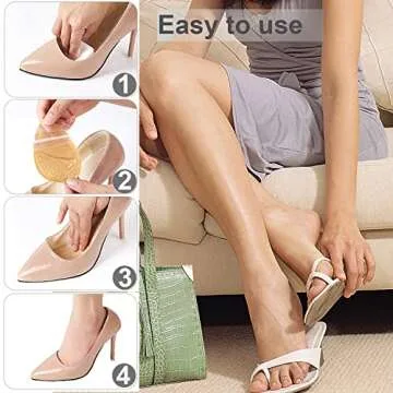 Metatarsal Pads Women, Ball of Foot Cushions for Women, Forefoot Pads Stop Feet from Sliding Forward, High Heel Comfort Cushion Inserts Pads, Non-Slip Foot Pad, Resuse and Washable（4 Pairs