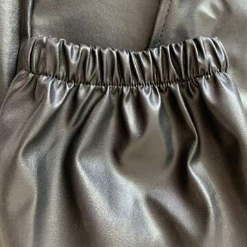 Famnbro Women's Black Leather Jogger Pants Stretchy High Waisted Drawstring Leggings Sweatpants