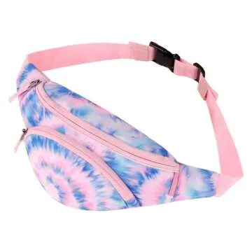 Choco Mocha Kids Fanny Pack Girls Tie Dye Fanny Pack for Kids 6-8 8-12 Toddler Little Girls Fanny Pack 4-8 Children Waist Pack Kids Belt Bag for Girls Hip Belly Pack age 5 6 7 8 9 Gifts Pink