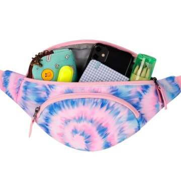 Choco Mocha Kids Fanny Pack Girls Tie Dye Fanny Pack for Kids 6-8 8-12 Toddler Little Girls Fanny Pack 4-8 Children Waist Pack Kids Belt Bag for Girls Hip Belly Pack age 5 6 7 8 9 Gifts Pink