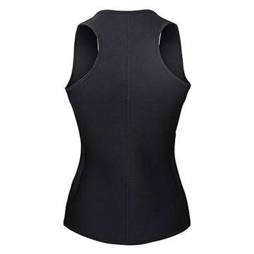 YIANNA Sweat Sauna Suit for Women Neoprene Waist Trainer Vest Zipper Body Shaper with Adjustable Tank Top, YA8012-Black-New-3XL
