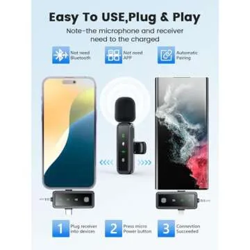 JICIFU Wireless Lavalier Microphones for iPhone and Android