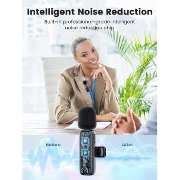 JICIFU Wireless Lavalier Microphones for iPhone and Android