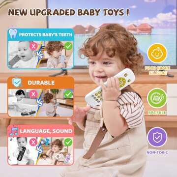 KIRALUMI Baby TV Remote Toy - Baby Early Learning Toys, Musical Toys, Toddler Toys with Realistic Play, Lights, and Sounds -6, 9, 12, 18 Month Boys Girls Toys Gift