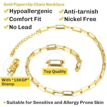 Trendy 18k Gold Oval Link Choker Necklace for Women