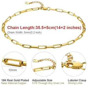 Trendy 18k Gold Oval Link Choker Necklace for Women