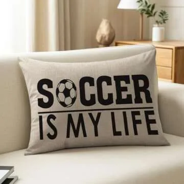 Personalized Sports-Themed Throw Pillow Cover for Soccer Fans, Unique Home Decor