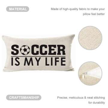 Sports-Themed Throw Pillow Cover for Kids Soccer Lovers
