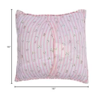 Cozy Line Home Fashions Pink Rose Romantic Ruffle Floral Flower Decor Pillow (Pink Lace, Decor Pillow - 1pc)