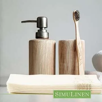 SimuLinen Gold Floral Disposable Linen Feel Bathroom Paper Towels - Soft, Cloth-Like, Single-Use, 12"x17" 100ct (Made in USA)