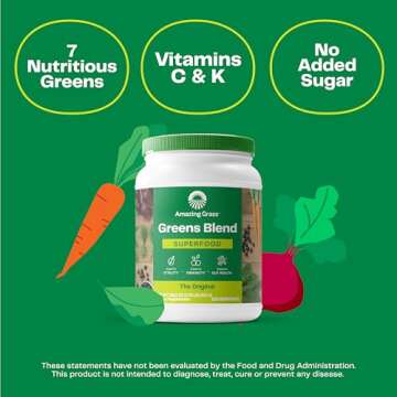 Amazing Grass Greens Superfood Powder: Greens Powder with Digestive Enzymes & Probiotics, Organic Spirulina, Chlorella, and Beet Root Powder, Original, 100 Servings