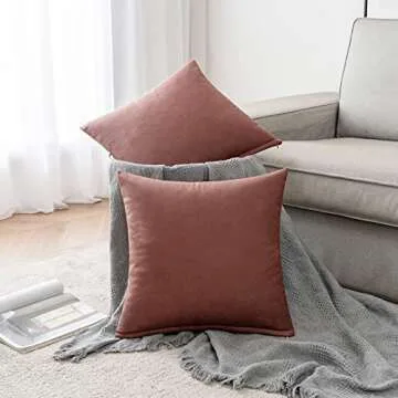MIULEE Pack of 2 Decorative Faux Leather Modern Pillow Covers Square Luxury Cushion Case Durable Throw Pillow Cover Shell for Couch Sofa Bed Living Room 18x18 Inch Brown