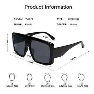 VANLINKER Oversized Square Sunglasses for Trendy Women