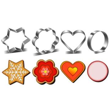 Metal Cookie Cutters Set- Heart, Star, Round, Flower - 12Pcs Cookie Cutters - Heart Cookie Cutter Star Cookie Cutter Round Small Cutter Flower Cookie Cutter Star Heart Shaped Cookie Cutters for Baking