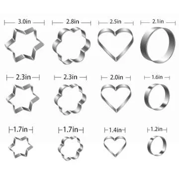 Metal Cookie Cutters Set- Heart, Star, Round, Flower - 12Pcs Cookie Cutters - Heart Cookie Cutter Star Cookie Cutter Round Small Cutter Flower Cookie Cutter Star Heart Shaped Cookie Cutters for Baking