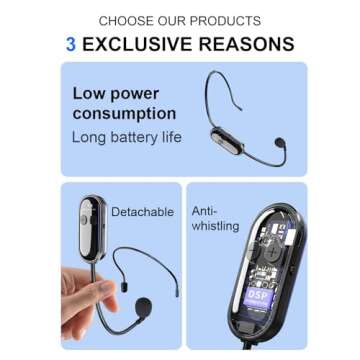 ZOWEETEK Wireless Headset Microphone for Teaching, Yoga, Fitness and Speech
