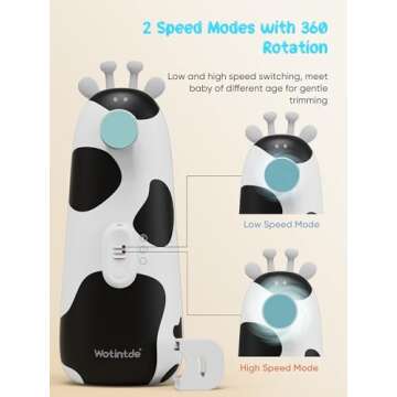 Wotintde Baby Nail Trimmer Electric Baby Nail File, Baby Nail Clippers with 10 Grinding Heads & LED ...