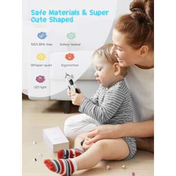 Wotintde Baby Nail Trimmer Electric Baby Nail File, Baby Nail Clippers with 10 Grinding Heads & LED Light Safe Electric Nail File for Baby Newborn Toddler Toes Fingernails Baby Nail Care Kit