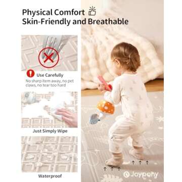 Joypony Baby Play Mat 79x 71 Inch, Extra Large Foldable Play Mats for Babies and Toddlers, Waterproof & Anti-Slip Portable Baby Floor Mat for Tummy Time, Non Toxic Foam Play Mat for Floor Travel Bag